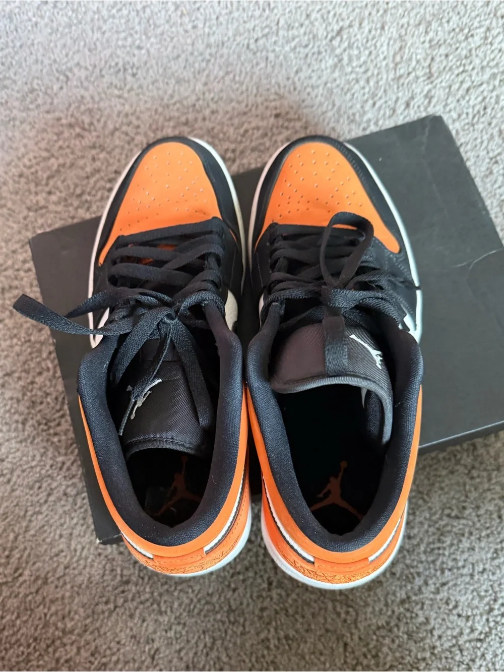 Nike Air Jordan 1 Low Sneakers in Orange, Black & White (Shattered Backboard)